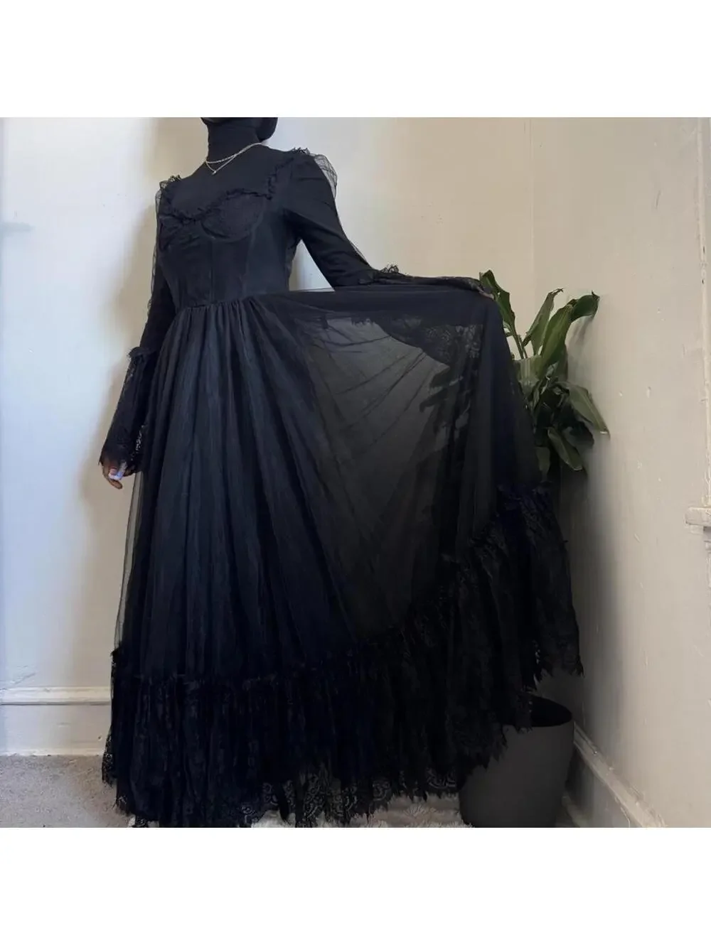 NWT Dolls‎ Kill Widow Dark Romance Gothic Corset Maxi dress Large - L